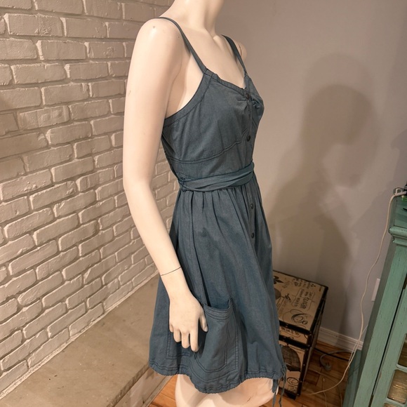 ZAC POSEN for Target Teal Button Front Dress Boho Chic Cinched Waist Pocket NWOT - Picture 11 of 14